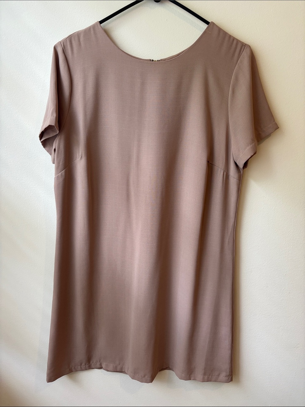 Lulu's Short-Sleeve Shift Dress in tan
